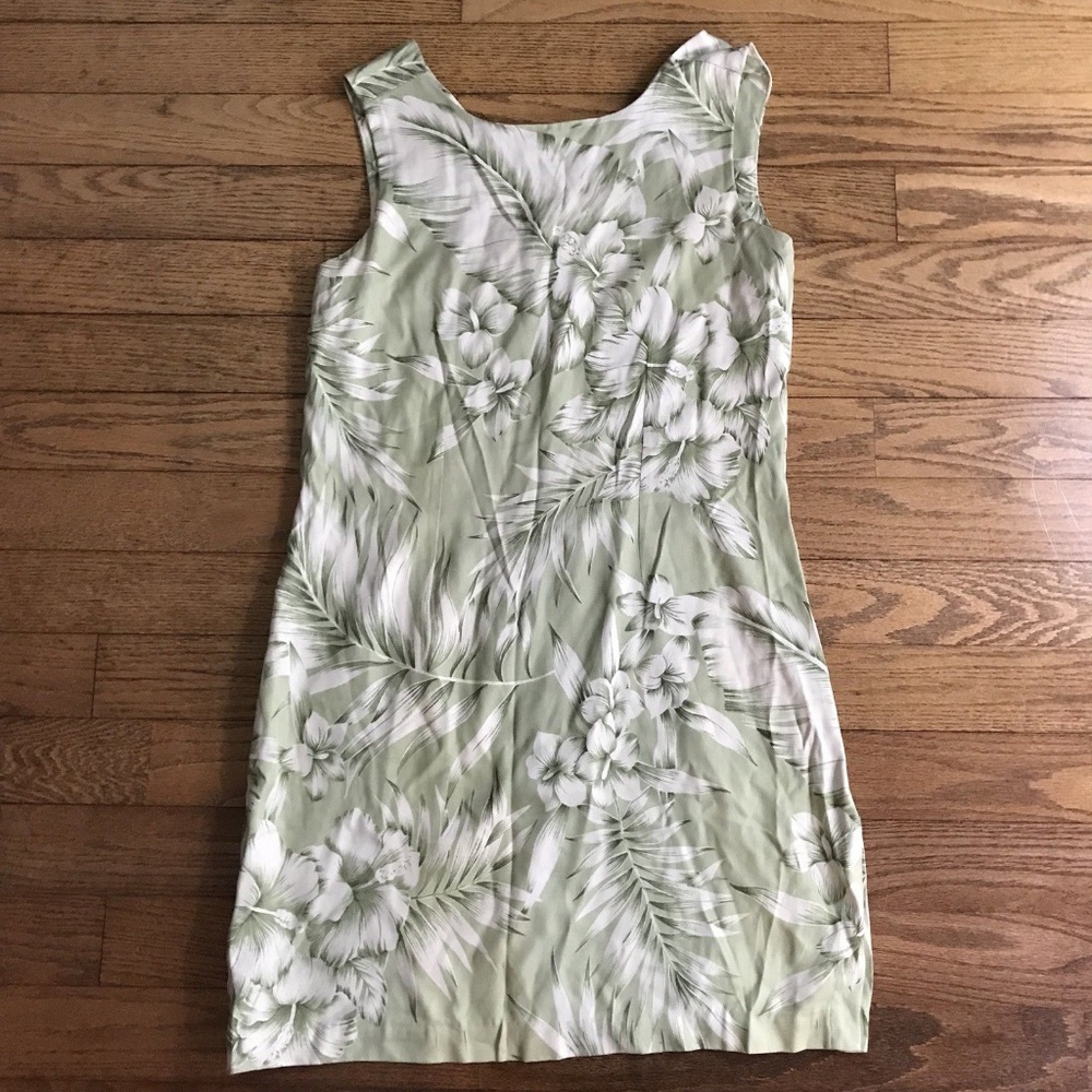Tommy Bahama Size 14 Light Green Floral SIlk Dress